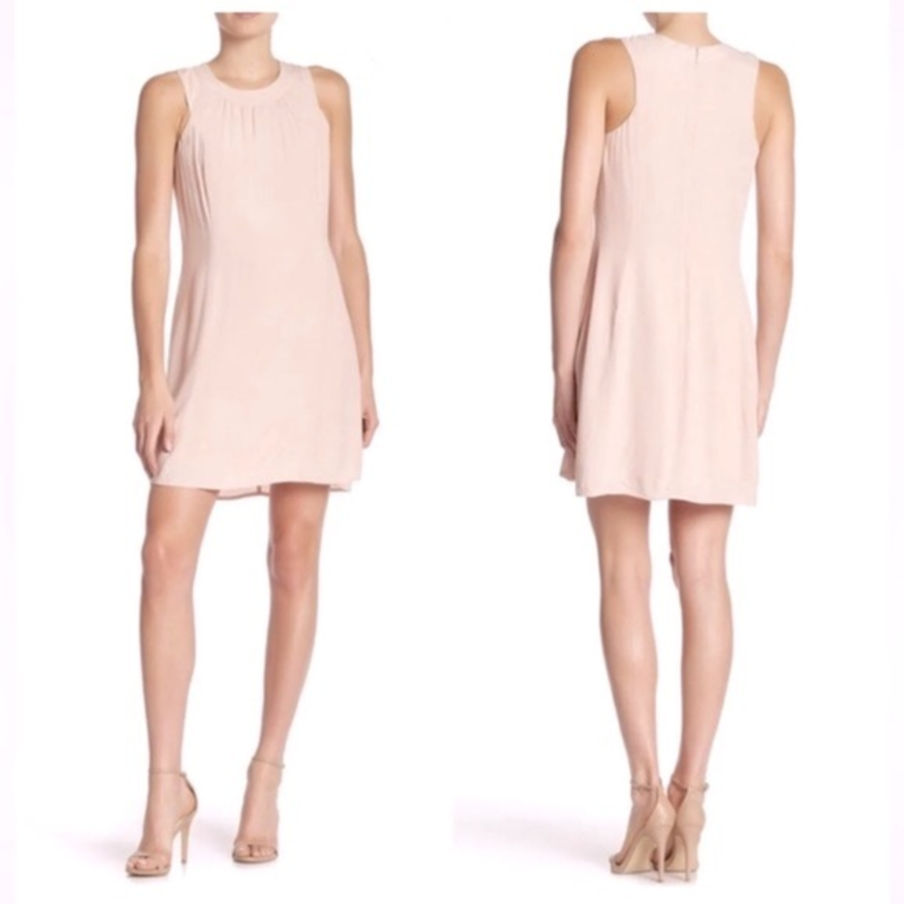 Marchesa Rose pink high scoop neck shift‎ mini dress, size S